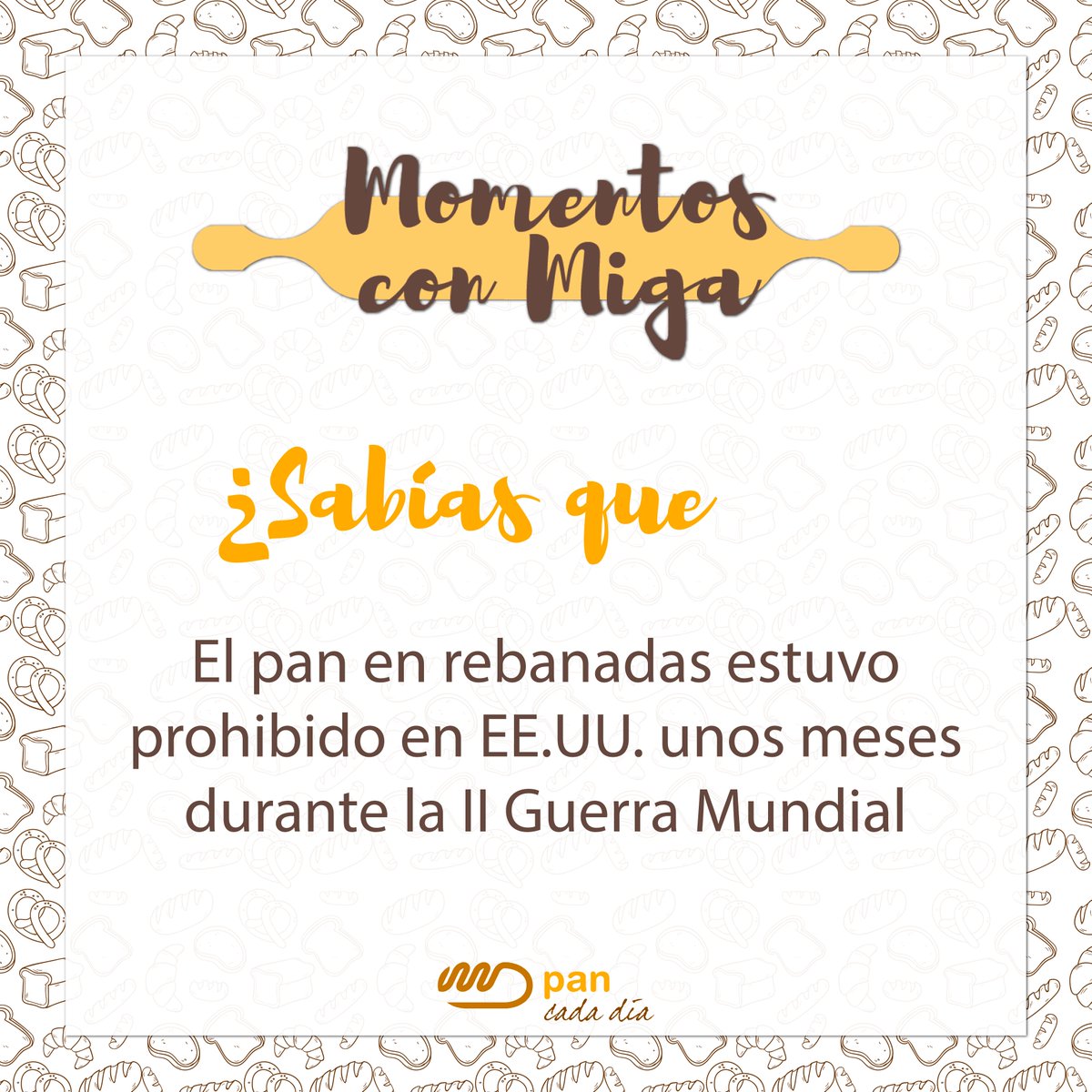 ¿#SabíasQue el #pan en rebanadas 🍞 estuvo prohibido en #EEUU durante la II Guerra Mundial como medida de ahorro? La medida apenas duró tres meses por las protestas de las amas de casa a la Casa Blanca, y porque se demostró que el ahorro era insignificante