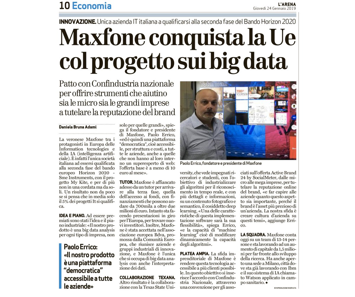 MaxfoneItalia's tweet photo. "Una #BigData analysis per ogni tipo di #impresa, non solo per quelle grandi": la democratizzazione dell'accesso alle informazioni è il nostro grande obiettivo, il motore di tutte le nostre attività e dei traguardi raccontati oggi da @larenait
#BigDataForAll #SocialMeter https://t.co/c9kixJiFBM