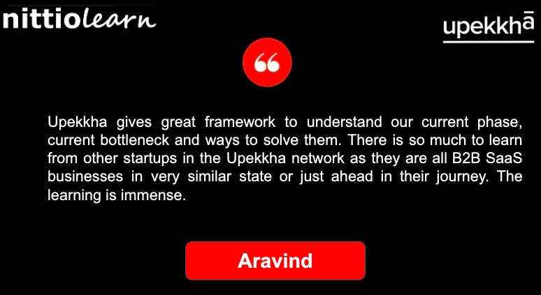 Thanks to <a href="/prasanna_says/">Prasanna K</a> , <a href="/mtrajan/">Thiyagarajan Maruthavanan (Rajan)</a> and <a href="/shekargnair/">Shekar G.Nair</a>, we are now proud members of #UpekkhaTribe. Acceleate your #B2BSaaS startup growth: apply at upekkha.io/apply