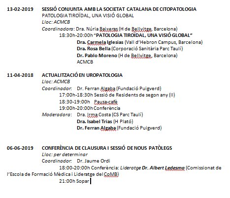 SCAPSoMe's tweet photo. Aquest és el calendari de sessions #SCAP2019 👩‍🎓☕️🔪🔬🧪🤗 https://t.co/cKXlGfyviu