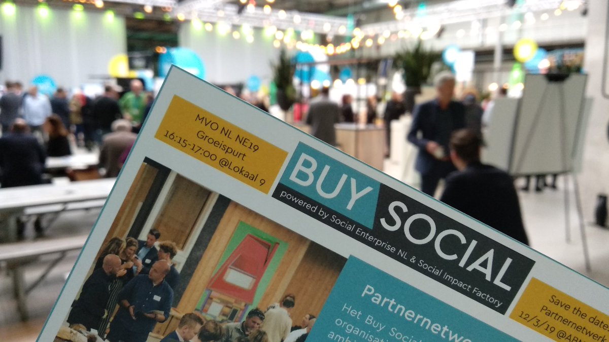 Vandaag bij het <a href="/MVO_NL/">MVO Nederland</a> nieuwjaarsevent voor de lancering van onze Buy Social Challenge! Zien we je om 16:15 in lokaal 9? #NE19 #groenebubbelvoorbij