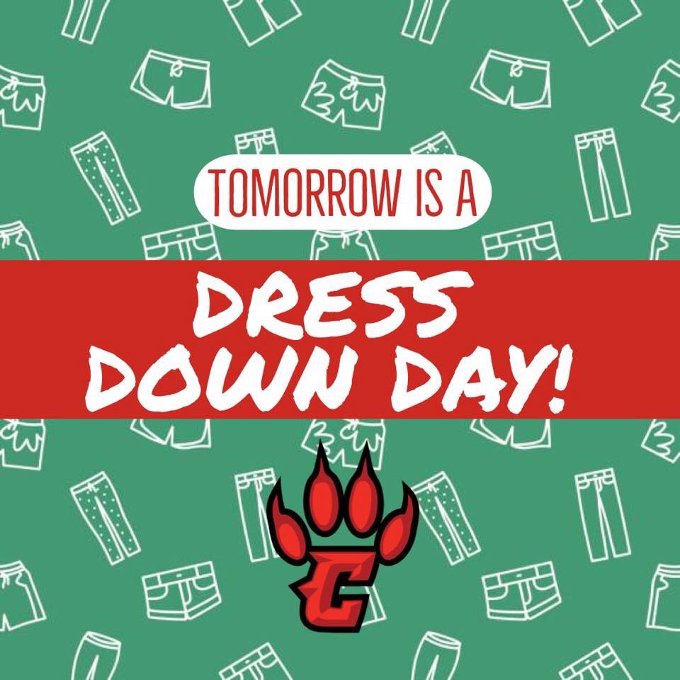 ConradRedWolves's tweet photo. This Friday 1/25 is a Dress Down Day to support the Down Syndrome Association. The cost is $2 or 15 bio bucks for student participation. 👖 https://t.co/otyLtTnOsO