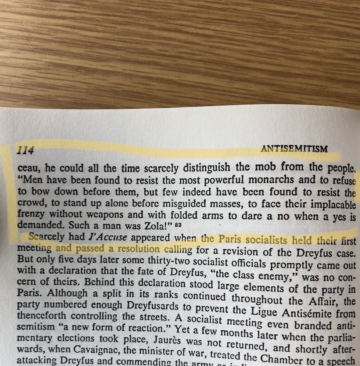 On Zola, taking on the angry anti-Dreyfus mob. Easier to stand up to a powerful monarch than stand alone before the misguided masses and say ‘no’ when ‘yes’ is demanded.