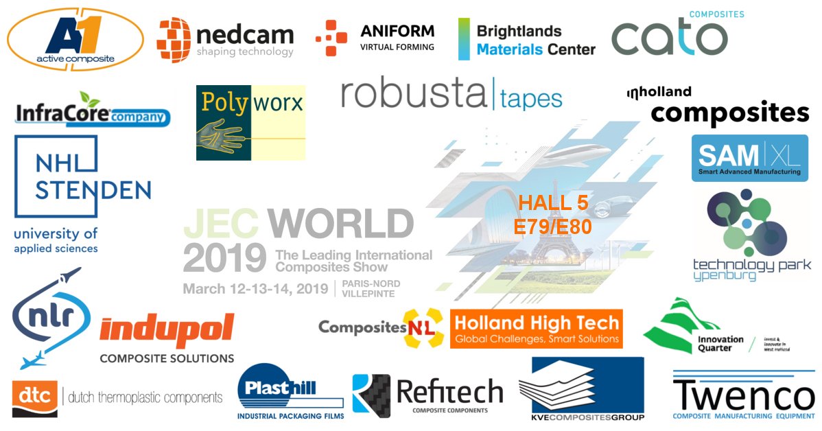 COUNTING DOWN! 47 days until #JECWorld2019 <a href="/JECComposites/">JEC Group</a>! We will be present with (a part of) our members at the Holland High Tech Pavilion with 19 participants! <a href="/HollandHighTech/">Holland High Tech</a> All these interesting Dutch companies can be found in Hall 5, Booth E79/E80 #composites #holland