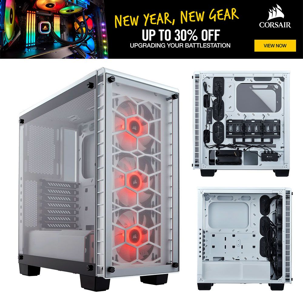 AWD-IT on Twitter: "New Year, New Gear, Day 4! Epic deals from Corsair! Corsair Crystal RGB Glass Compact ATX Gaming PC Mid Tower Case - White WAS - NOW ONLY £