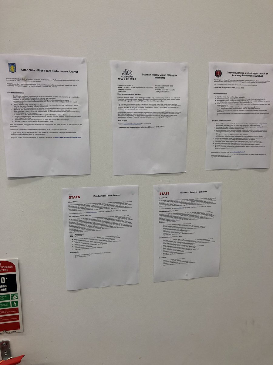 brettruganalyst's tweet image. 4 new jobs up at our Jobs board in our Sports Analysis Lab. @MScSportsPA @AVFCOfficial @GlasgowWarriors @CAFCofficial @STATS_Insights #spaireland
