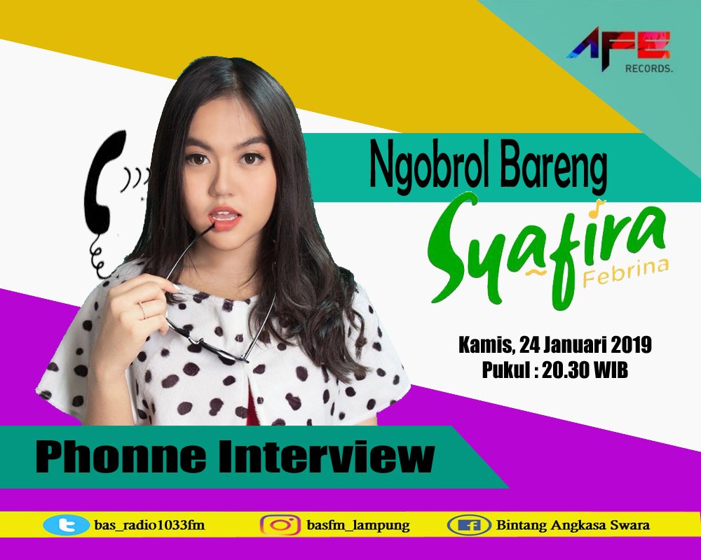 bas_radio1033FM's tweet photo. Kita lagi Ngobrol nih bareng @SyafiraFebrina yg punya single BERIKAN KU TANDA . Sekarang #PhonerInterview
Label : @aferecords 
#NgobrolBareng https://t.co/Ym9QTspLGa