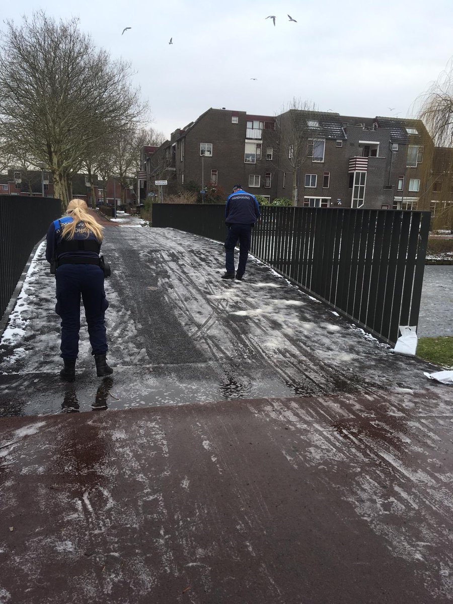 ⁦<a href="/TonvanderToolen/">Ton</a>⁩  ⁦<a href="/Stadsbeheer010/">Stadsbeheer010</a>⁩ #Handhavers #strooien #gladdebrug over #Ommoordsetocht ivm #veiligheid #fietsers.