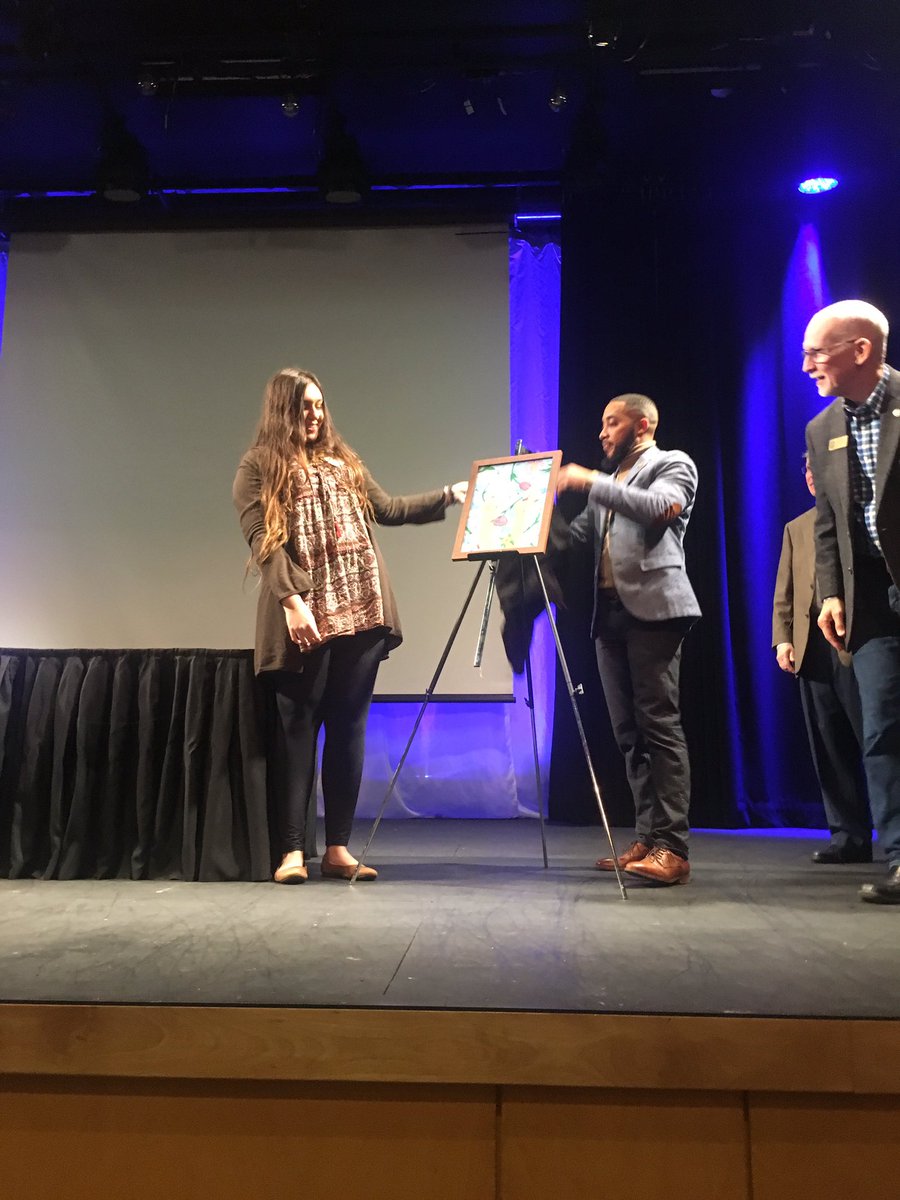 CaryCitizen's tweet photo. Ari Lotti , student of #CaryHighSchool and her art for the 2019 #Cary #SpringDaze festival were honored at last nightโs #LazyDaze grant reception @CaryTheater so much talent here in Cary!!!congratulations! @suzisilver https://t.co/8aDlikzEPm
