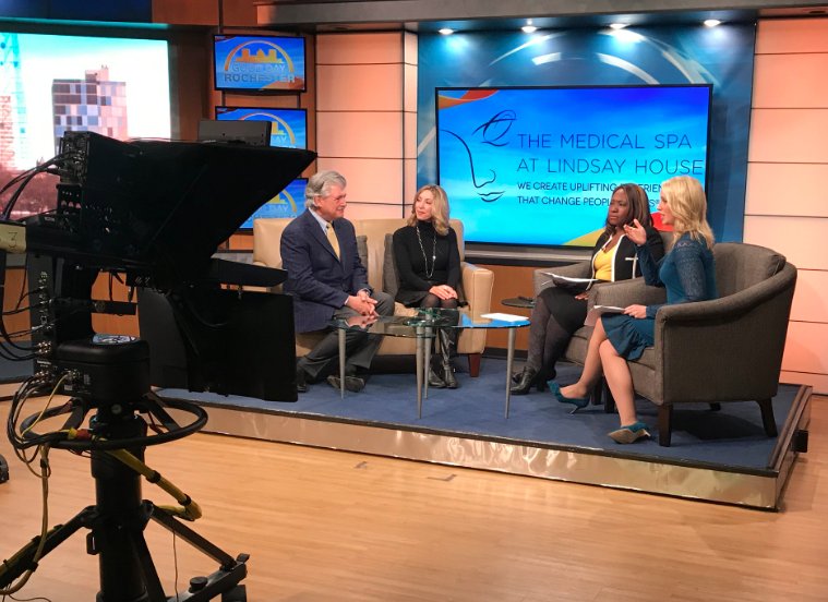 McDougallPR's tweet photo. Yesterday, we were #behindthescenes at @13WHAM with Dr. Vito Quatela and Julie Chatt of Q the Medical Spa to discuss their new treatment, #BTLEMSCULPT—a non-invasive, FDA-cleared technology that simultaneously builds muscle tone and burns fat in the abdomen and buttocks. #PR https://t.co/WIb5xqSeRy