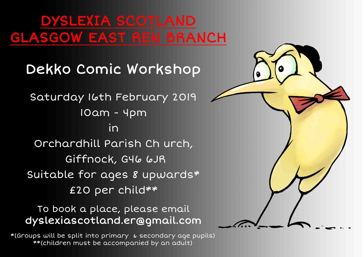 DyslexiaScotlan's tweet photo. Fun comic workshop for ages 8+ with @DekkoComics on 16 February. https://t.co/EOfvBd4gAX #comicsforlearning #dyslexia https://t.co/cP4HIPrin6