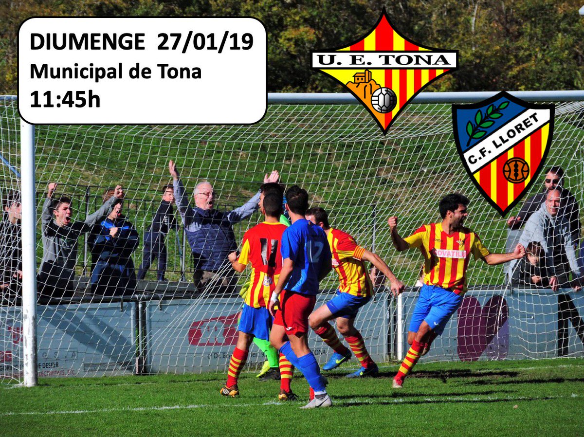 📣| No podiem començar millor la 2a volta (victòria a domicili) i esperem allargar el bon moment aquesta setmana a casa contra un rival que només tenim a 3 punts.

🆚 <a href="/cf_lloret/">CF Lloret</a>
⏰ 11:45h
🗓 27/01/2019
🏟 Mpal. de Tona
⚽ J19 #1cat1

#SomhiTona