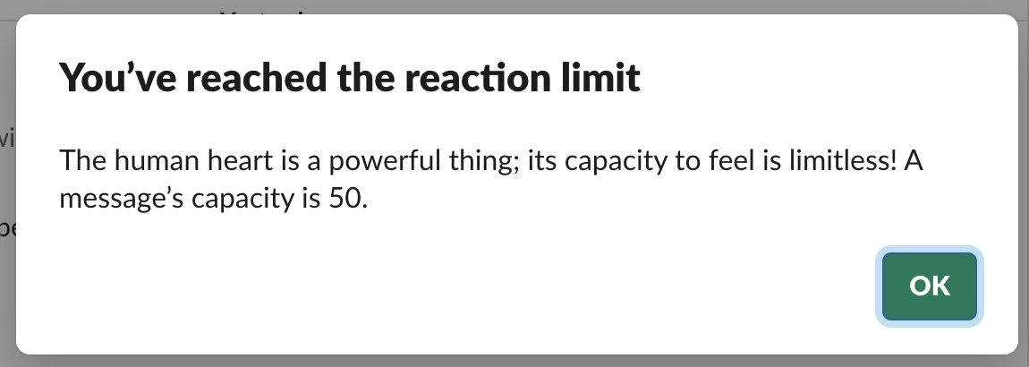 amcintosh's tweet photo. FreshBooks learned an important limitation of emoji reactions in @SlackHQ! #pushingTheEnvelope #worldClassEngineering #emoji4eva https://t.co/N0rhA4w4MJ