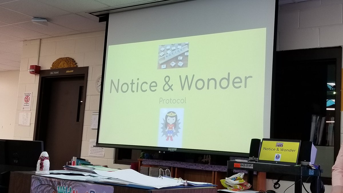 HCStormSchool's tweet photo. Storm staff is using the Notice and Wonder protocol to dig into data. #DataInquiry #SLTLeadership. https://t.co/a4284233Xh
