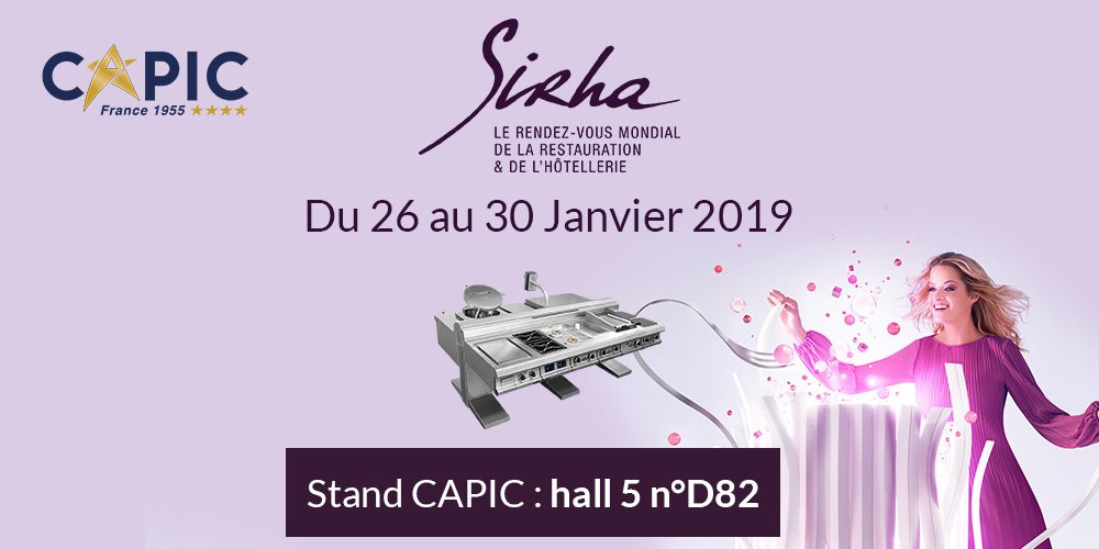 CAPIC_FR's tweet image. ⚠️ Annonce de Salon ⚠️
Capic sera présent au @sirha_lyon du 26 au 30 janvier prochain au Hall 5 stand n°D82 ✅
Nos équipes seront présentes afin de dialoguer avec vous à propos de nos produits 👋 
Le site CAPIC 👉 goo.gl/vEJFtB
#chr #grandecuisine #madeinfrance