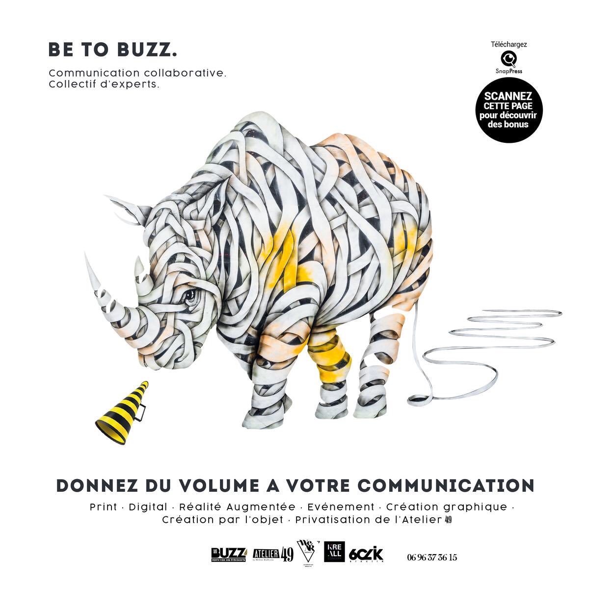 Donnez du volume à votre communication. Be To Buzz : communication collaborative. Collectif  d'experts à votre service.Téléchargez @snappress_ et scannez cette page pour découvrir les contacts @buzzmagmartinique @6clik We AR Agency @heleneraffestin @instatelier49 Kre All Concept