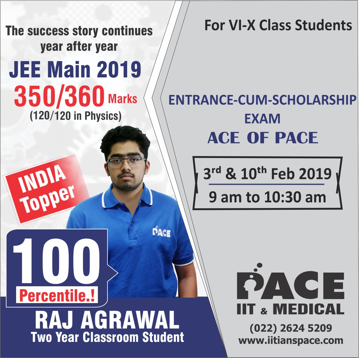 IITians_PACE's tweet photo. Add pace to your career with our ace of pace exam...
Pace Jr Sc College conducting AOP scholarship exams on 3rd and 10th Feb 2019.

Register at https://t.co/JeJFki4BSa

 #IITprep #IITpreparation #AOP #3Feb #10Feb #IITianspace https://t.co/9olWomkJIN