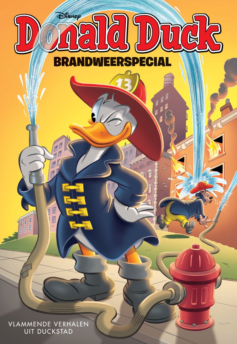 In de Donald Duck Brandweerspecial ben ik brandweerman! Stoer, hè? Al weet ik niet of het handig is om mij nachtdiensten te laten draaien...