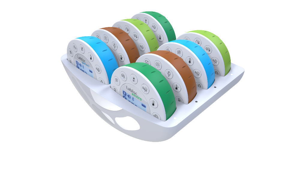 Coming to you from <a href="/Bett_show/">Bett Global</a> - introducing  the new Labdisc charging station from Globisens.  
 
The charging station is an aesthetic solution for any classroom or laboratory. Ideal for small installations of 8-plus Labdiscs per classroom