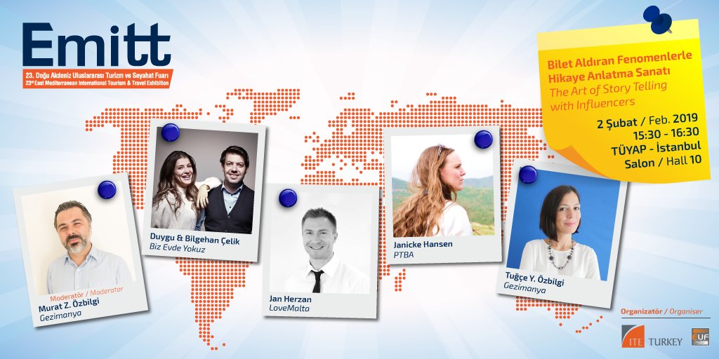 Influencers meet at #EMITT!
We will look through influencers who can mobilize millions with a tweet, a few seconds of a video or a post that they wrote, how they create value for tourism destinations and their impact on travellers! bit.ly/2RK62Zj