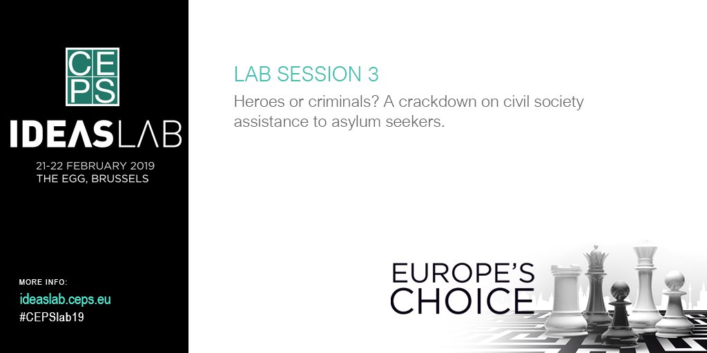 CEPS_thinktank's tweet photo. Heroes or criminals? A crackdown on civil society assistance to asylum seekers. TBD in #CEPSlab19 by:
@minGiustizia Simona Ragazzi
@EuropeanUni Gabriela Sanchez @EUHomeAffairs Simona Ardovino
https://t.co/u0NikLF0Fe
#MigrationEU #SecurityUnion https://t.co/ZSP1sve3Yr