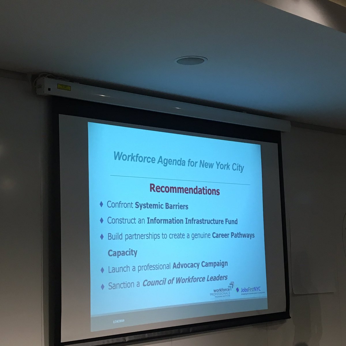 WPTIorg's tweet photo. Stacy Woodruff now presenting the recommendations of the Workforce Agenda report to address challenges of the workforce development infrastructure #wa4nyc #wptihub #wkdev #workforcedevelopment #jobdevelopers #jobdevelopment https://t.co/8aKjDHXpFN
