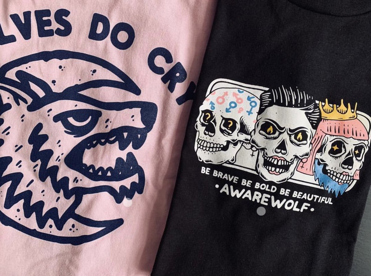 awarewolfco's tweet image. wolves DO cry 😭 be brave 🏳️‍🌈 be bold 🔥 be beautiful ✨ we have the best stuff for you and all your queer friends #awarewolfapparel #markingourterritory