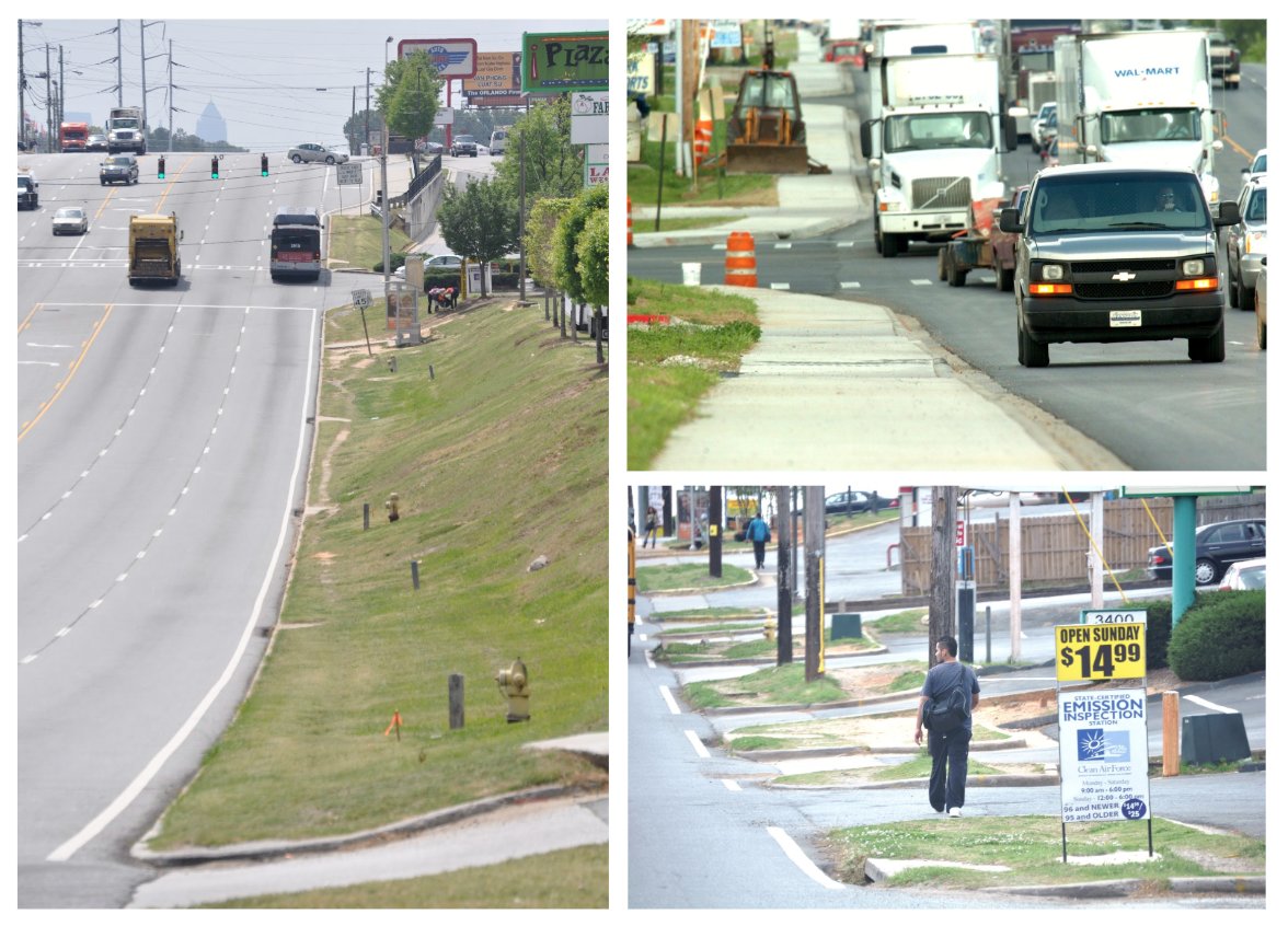 What do we mean when we say #DangerousByDesign? Emiko explains: 
🔘lack of sidewalks (but visible "desire lines")
🔘too many curb cuts (and too many opportunities for crashes)
🔘walking directly adjacent to fast moving cars.