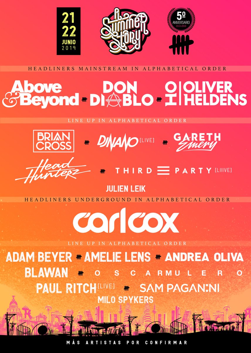 RT+FOLLOW. Sorteo 2 abonos. Hoy sumamos a nuestro 5° Aniversario nuevos artistas para dar la bienvenida al verano en #ASummerStory. Más de 18.000 Summers ya tienen su entrada y tú también podrás hacerte con la tuya en asummerstory.com #DondeEmpiezaElVerano