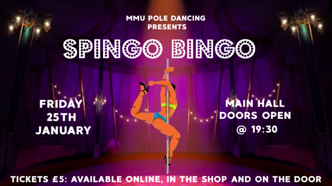 mmupoledancing's tweet image. It’s not too late to get your ticket for Spingo Bingo 🎪 Get em while you can, lots of great prizes to be won - Junkyard Golf, Breakout Rooms, Sports ball and many many more 🎉