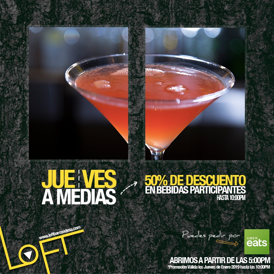 ¡Ya inició el #Juevebebes! ¡Aprovecha nuestro 50% en bebidas participantes! Te esperamos a partir de las 05:00pm. 🍾🍾

#WeLOFTYou #DoWhatYouLOFT #BarCondesa #Condesa #RomaCondesa #Juebebes #CDMX