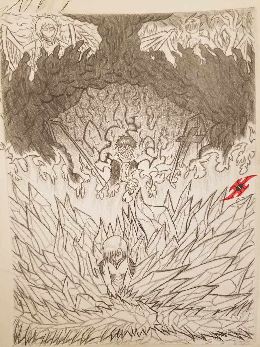 KaijuReaper's tweet image. Also available on my deviantart 
I made this for an art project for a dark modern fantasy with my own characters 

#shadowreaper #reaper #angel #demon #cryptid #smoke #darkness #fire #ice #heaven #hell #oc #drawing #art #artwork #artproject