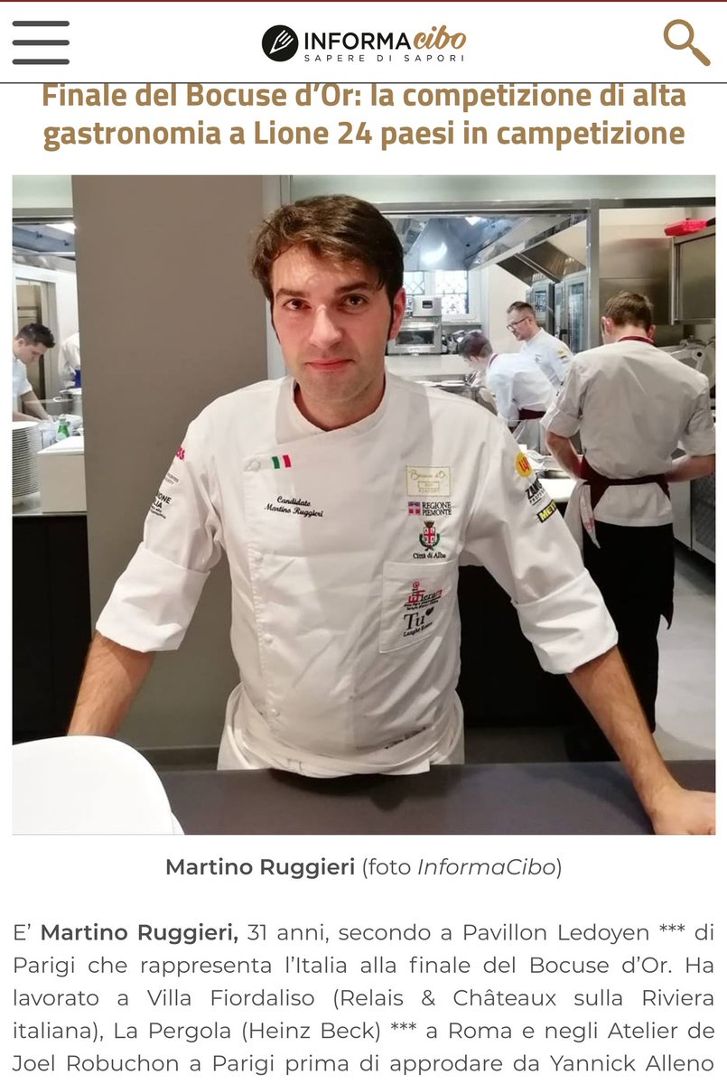 <a href="/sirha_lyon/">Sirha Food</a>: iniziato il countdown, l’Italia ai blocchi di partenza
<a href="/bocuse/">bocuse</a> d'Oro: lo chef Martino #Ruggieri pronto per la finale
6 aziende di Parma con <a href="/ParmaAlimentare/">Parma Alimentare</a> a Lione
Su <a href="/InformaCibo/">InformaCibo</a>
informacibo.it/sirha-a-lione-…
<a href="/savinovurchio/">savino vurchio</a>
<a href="/pino_zuliani/">Giuseppe Zuliani</a>
<a href="/regionepiemonte/">Regione Piemonte</a>
<a href="/BocuseItalia/">Bocuse D'Or Italia</a>