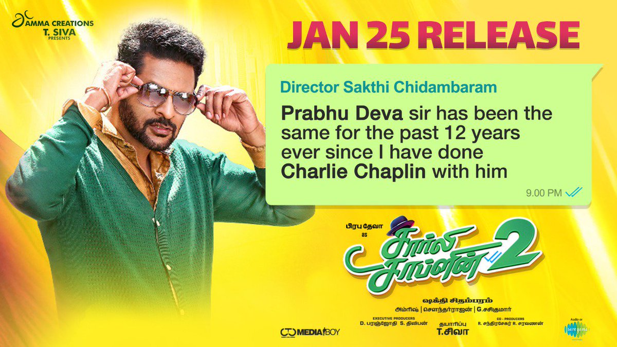 CinemaTweetz's tweet photo. A Super Fun Filled Family Entertainer #CharlieChaplin2 from Tomorrow.
#CC2fromTomorrow
@PDdancing @nikkigalrani @sakthinchid @adah_sharma @AmrishRocks1 @TSivaAmma @saregamaglobal @mounamravi @CtcMediaboy https://t.co/DastifNjwK