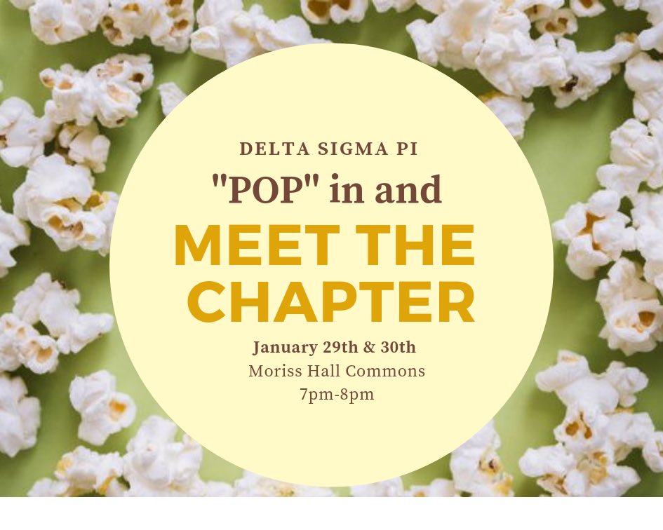 Come meet the chapter this Tuesday from 7PM-8PM to ask us any questions and enjoy some popcorn and pop! Hope to see you there!