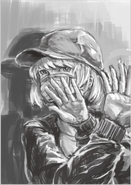 お題箱のリクの途中絵。伝わるように上手く表現するのが難しい 