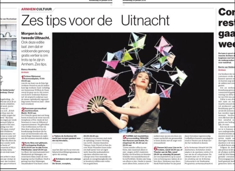 Morgen is de Arnhemse Uitnacht en die opent met een BENG, BOEM en KNAL door ons duurzaam, pyromuzikaal machineorkest: Symphony of Fire om 19.00 uur op Markt.

Deze adembenemende muzikale en visuele show moet je in levende lijve zien, horen en voelen. Nr 2 vd 6 tips hieronder