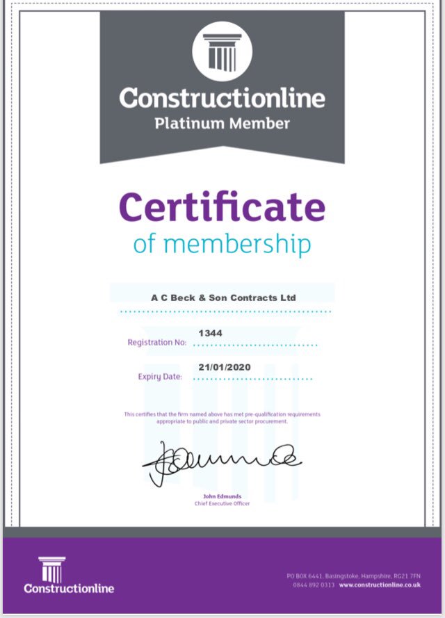 ACBeckLtd's tweet photo. A fantastic start to the year has been followed up with the news that A.C.Beck are now @constructline Platinum level! π This level of accreditation is a result of the ongoing work for risk assessment & governance. #Platinum #constructline https://t.co/FurKu2PDnr