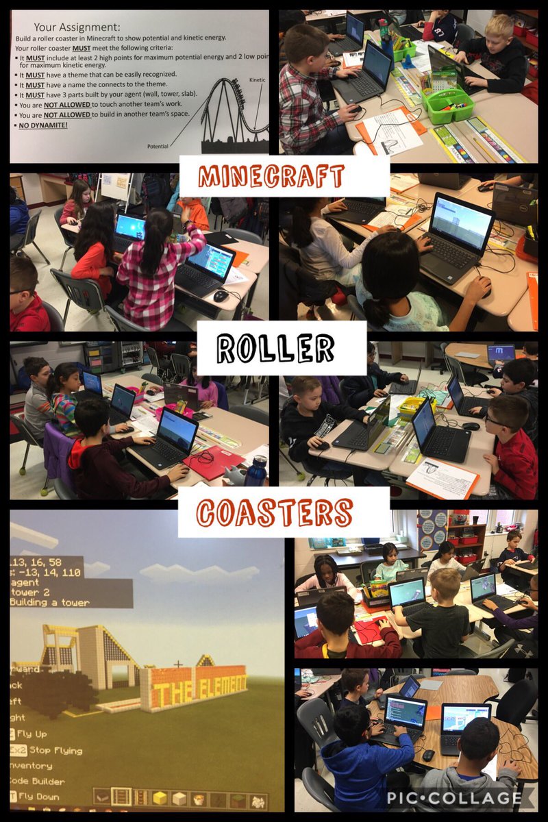 AlgorithmChef's tweet image. After learning about potential and kinetic energy, Ss are working on building and coding roller coasters in @PlayCraftLearn related to an SOL learned in school. Just another way to make computer science fun and meaningful @MoorefieldES. #LCPS19 #lcpscodes