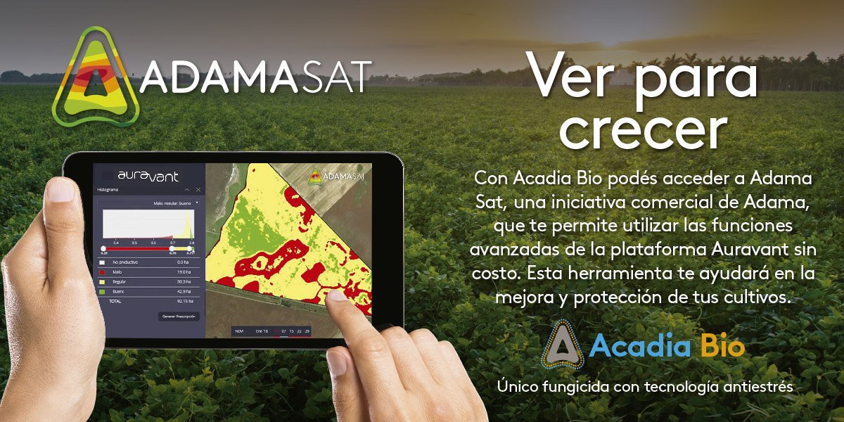 Glocalagro's tweet image. 🌱#agtechArg | Con #AcadiaBio podés acceder a #AdamaSAT, una iniciativa de @AdamaArgentina. Se trata de un espacio con todas las funciones avanzadas de la plataforma @auravant, sin costo extra, para lograr más eficiencia por hectárea.

Más info 👉 bit.ly/2slGLpd
