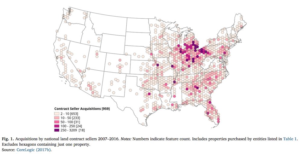 A new article by Eric Seymour and Josh Akers in Cities on the national geography of exploitative land contracts, the role of Fannie Mae, and the targeting of black communities by private equity backed speculators after the crisis. Open link: authors.elsevier.com/a/1YSAxy5jOZBlv