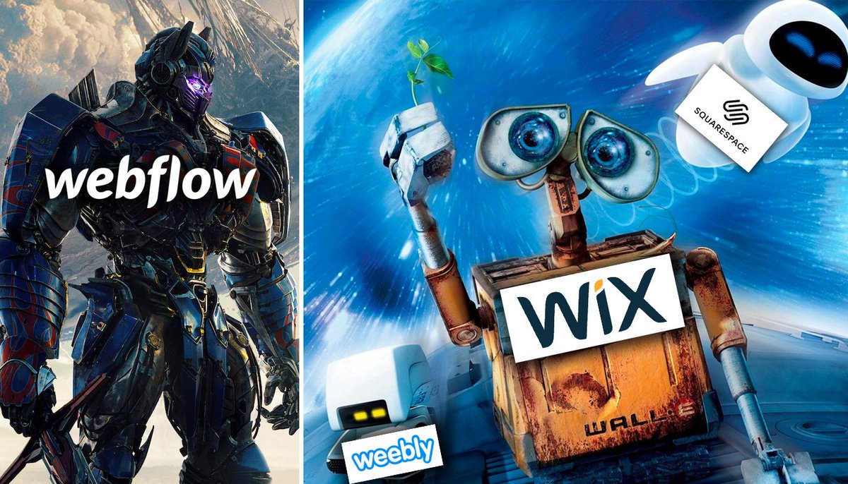 callmevlad's tweet image. Lots of people think that @webflow is similar to traditional website builders like Wix, Squarespace, Weebly, etc. 

However, Webflow is SO much more powerful, that they&apos;re not even in the same ballpark.

Here&apos;s a handy comparison I made to illustrate the difference 🙃