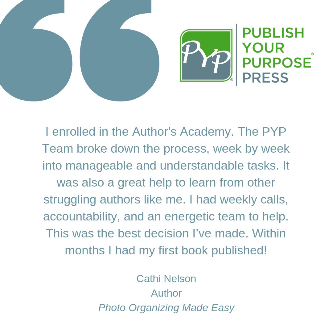 PublishPurpose's tweet image. The Author&apos;s Academy is for authors at any point in the writing process, sign up below! #GetStarted #PublishYourPurpose #AuthorsAcademy

PublishYourPurposePress.com/Academy