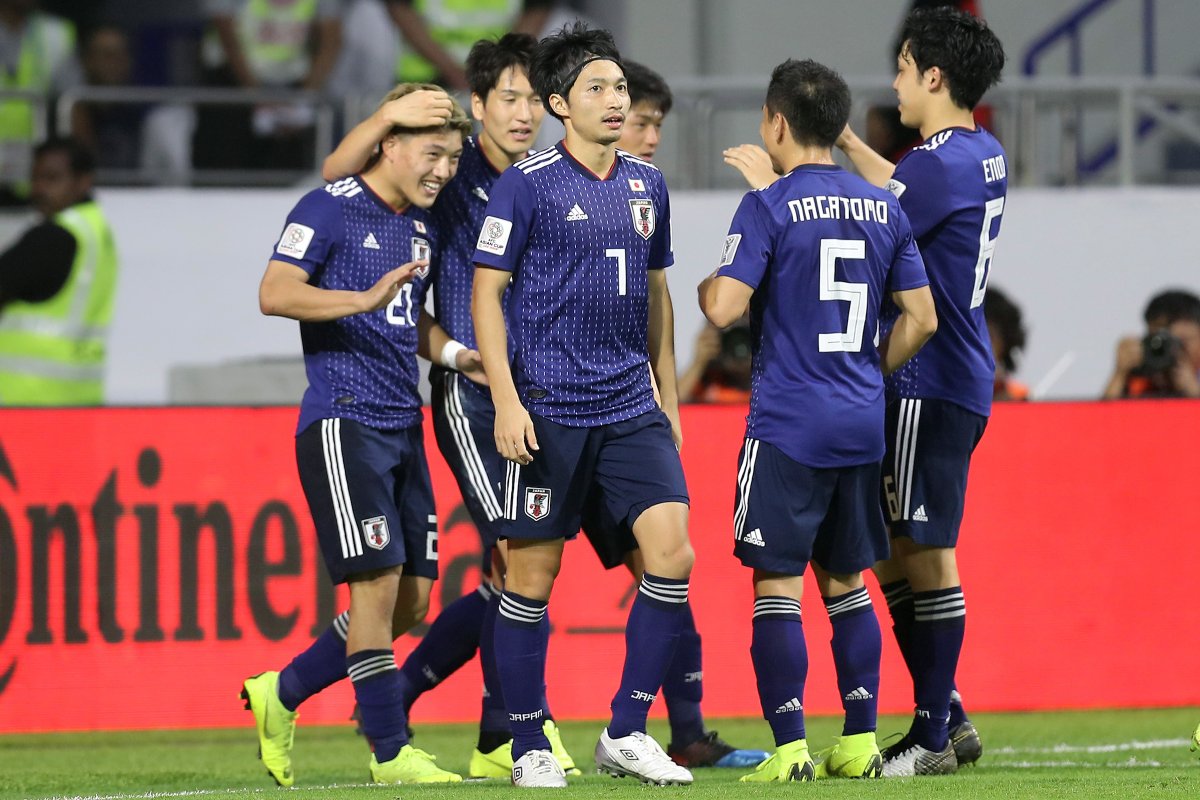 Celebración del gol de Japón a Vietnam.