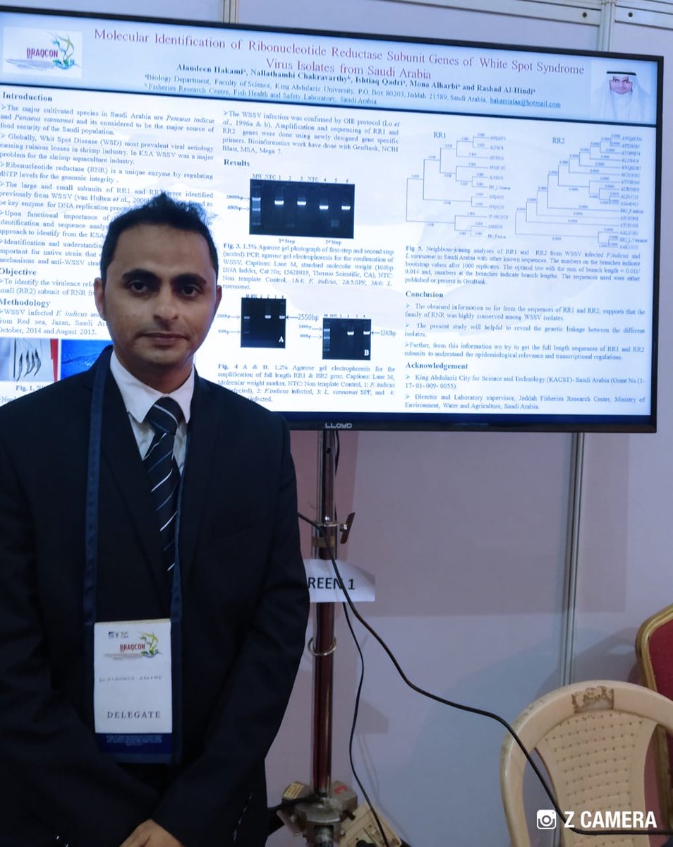 3laa7akami's tweet photo. I was delegated to present my poster today at #BRAQCON-2019 (Aquatic Animal Diseases) , Chennai.
Massive thanks to #KACST for the funding - prof. Ishtiaq, Chakravarthy & prof. Rashad for the supervision. https://t.co/J51bKiHLp4