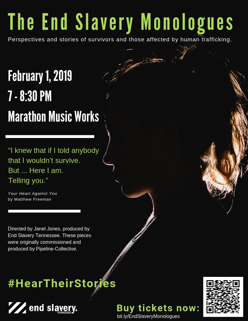 CollectedClan's tweet photo. @EndSlaveryTN is this episode's Non-Profit Spotlight. Learn more here and mark your calendars for Feb 1 to experience End Slavery Monologues https://t.co/IHwmOsF8t1 #endslaverytn #endslaverymonologues #nonprofitspotlight https://t.co/aLFMndCzDG