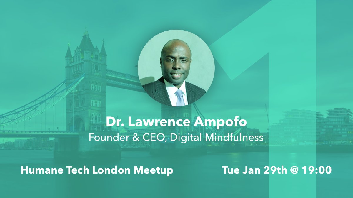 📢Dr Lawrence Ampofo (@lampofo) is speaking at Humane Tech London next Tuesday.

Lawrence hosts the fantastic @digitalmindful podcast helping people navigate the time well spent and humane tech landscapes.

Come hear what he has to say!
meetup.com/Humane-Tech-Lo…

#digitalwellbeing