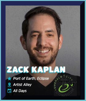 zackkaps's tweet photo. Hey guys! My first con of the season is @emeraldcitycon - I'll be in Artist Alley G9 with #PortofEarth #Eclipsecomic and #LostCityExplorers - I love this con! Can't wait to see you all! #ECCC2019 https://t.co/LV2So3Bwzo