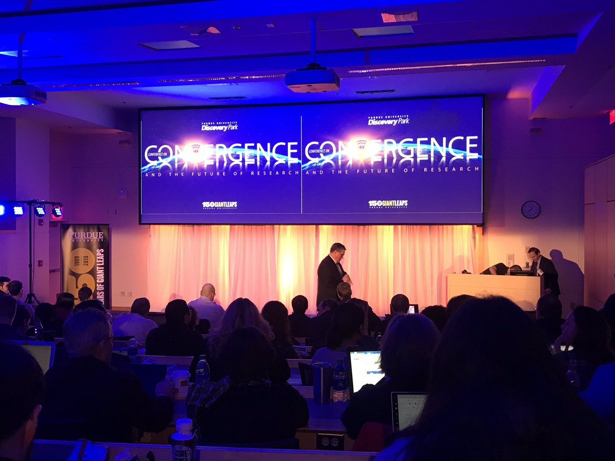 MarkSullivanBRM's tweet photo. The 3rd Annual Purdue Convergence Conference: “The intersection of multiple disciplines and technologies to solve grand problems”.   I think I’m going to enjoy the afternoon!
#DPConvergence
#VossTalks
#TakeGiantLeaps 
@CDombkowskiBRM https://t.co/IOs2DfgyMA