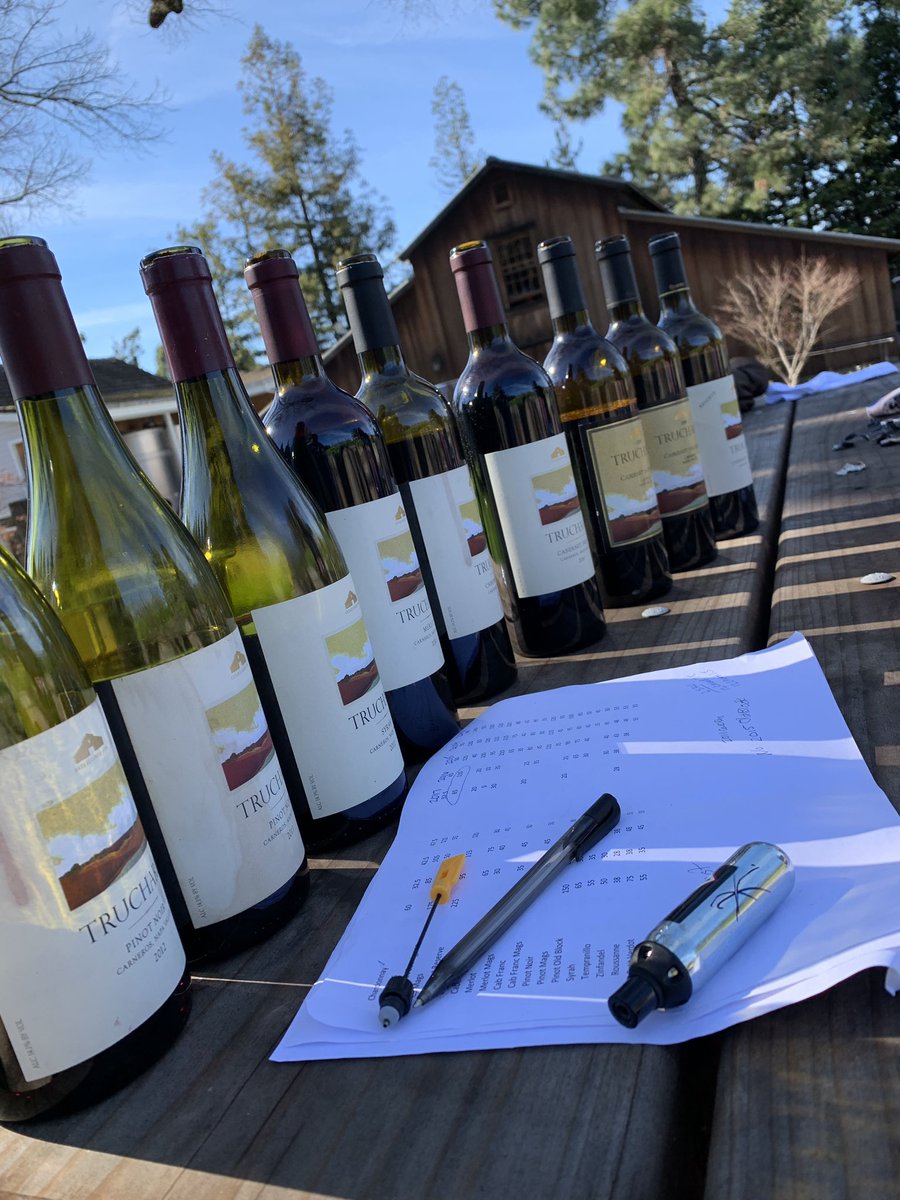 Assessing  vintage variation on our library wines. The Cab Francs were complete opposites, 2010 was pronounced on the nose and restrained on the palette, 2011 had a muted bouquet, hefty mouth feel and great spice notes. 😍🔥 #Truchard #Carneros #NapaValley #Wine #Vino